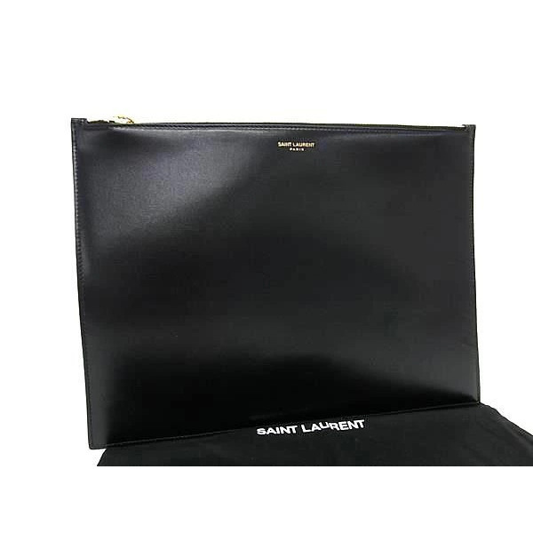 Saint Laurent Leather Clutch Bag Shoulder Black
